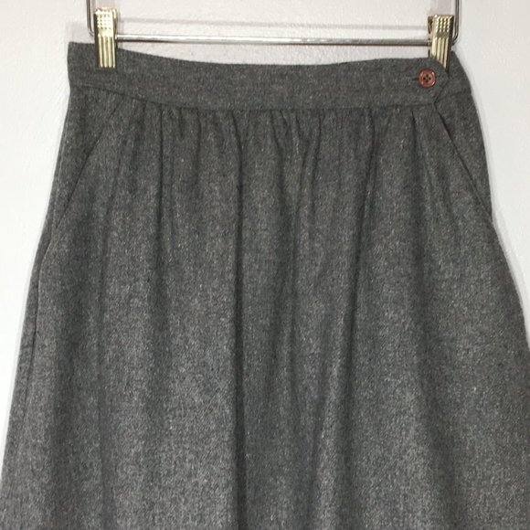Vintage 70's Grey Minimalist Skirt, Retro Causal Work Skirt, Boho Hippie Office - Picture 4 of 10